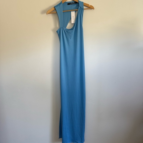 NWT Silence & Noise Yasmine Blue Asymmetrical Maxi Dress Size: M - Picture 2 of 6